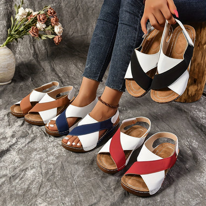 OrthoWay |  cross sandalen met contrasterende kleuren, OrthoWay