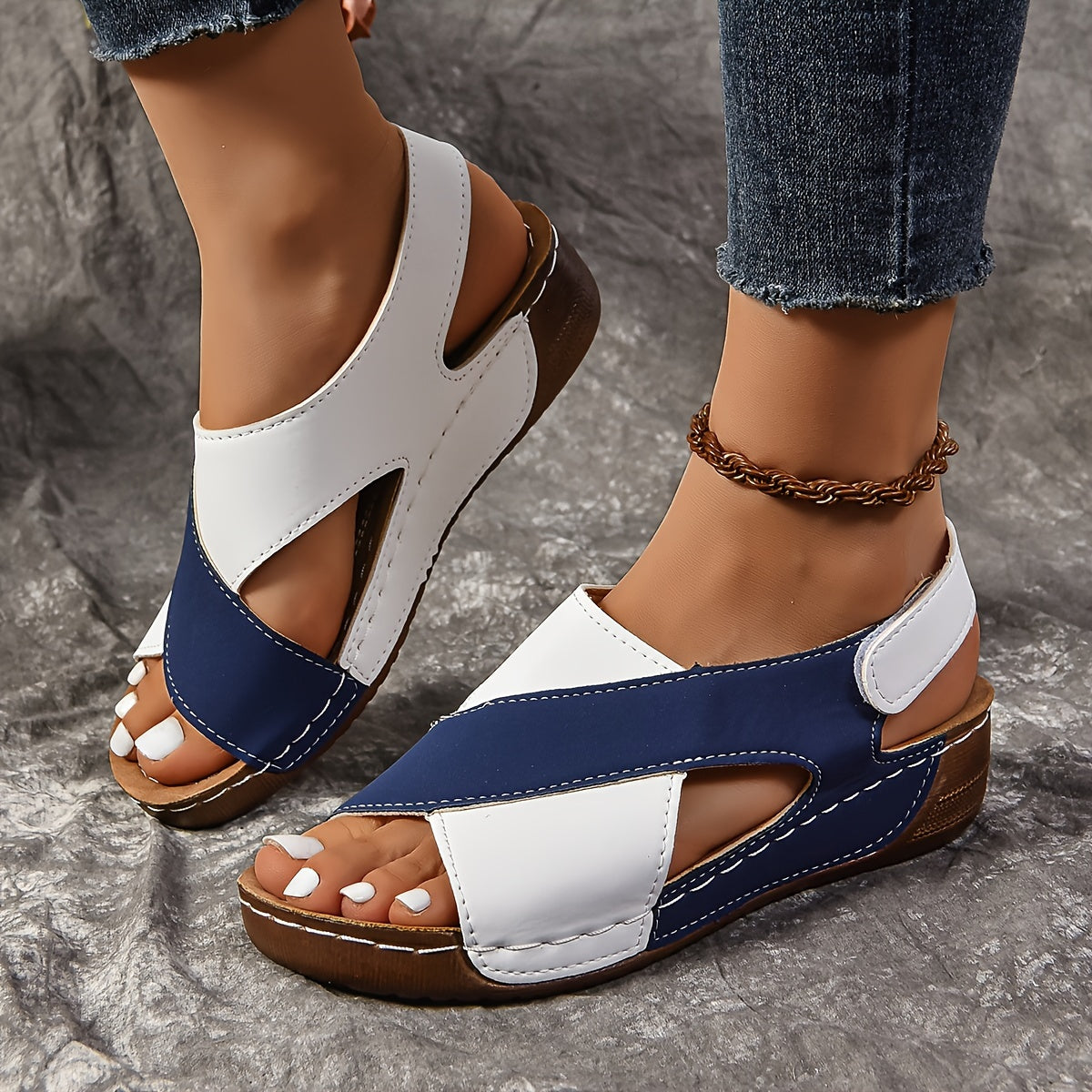 OrthoWay |  cross sandalen met contrasterende kleuren, OrthoWay